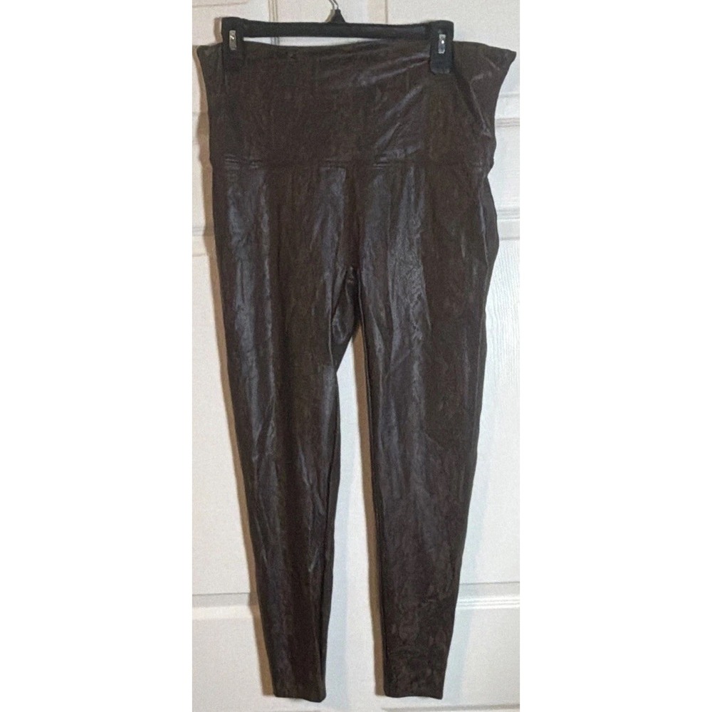 Spanks Women Size 2XL Brown Snake Skin Faux Leather Leggings
